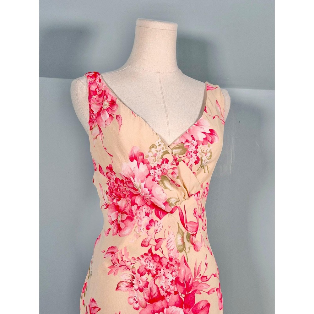 Vintage 2000s Bias Cut Dress Whimsical Fairy Pink Floral Romantic Small Medium - Picture 4 of 8